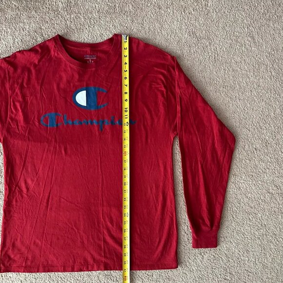 Champion Shirt Mens XL Long Sleeve Crewneck Logo Spellout Red - Picture 8 of 11